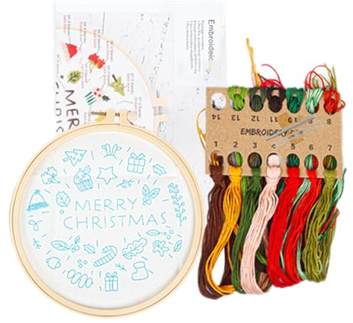 DSOPV Weihnachts-Stickerei-Kits, DIY Kreuzstich-Liebhaber, DIY Stickerei Needlepoint Kit mit Mustern und Anleitungen, 24 Tage Countdown Adventskalender