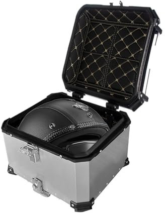 LITURE Motorrad-Oberkoffer, robuster Motorradkoffer, Tour-Heckbox, stabile Motorrad-Topbox, 36 l, 45 l, 55 l, 65 l, abschließbare Motorrad-Aufbewahrungsbox, inklusive Rückenkissen (Farbe: Creme,