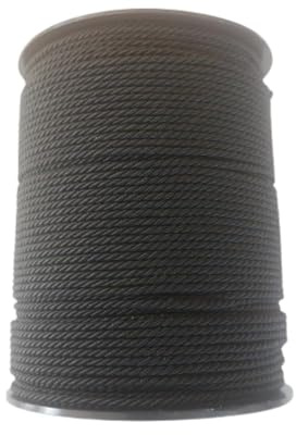 PIZZITALIANI Cordino collane - Cordoncino per braccialetti NERO, Diametro 2mm X 100m, Passamaneria Decorativa, Resistente e Flessibile, Cordone Intrecciato a 3 Capi, Made in Italy