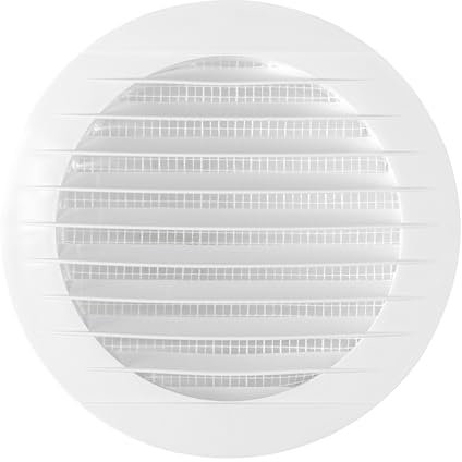 Round Louvre Air Vent White 100mm with Fly Mesh for Internal External Air Vent Cover Wall Ceiling Mounting Louvre Grill Insect Screen Bathroom Ventilation