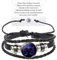 bike8 Zodiac Signs Spirit Bracelet Multilayer Adjustable 12 Constellation Black Leather Bracelet Handmade Woven Zodiac Sign Wrap Bracelet Birthday Jewelry Gifts for Women Men, Adjustable, no gemstone