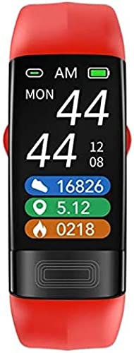 The New Smart Body Temperature Watch,Fitness Tracker With ECG+PPG Monitoring Heart Rate Blood Pressure Blood Oxygen Respiration Rate Monitoring,Black,Red