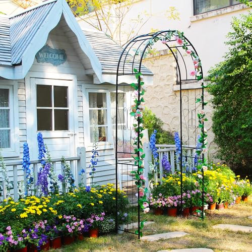 SCENDOR GARDEN Gartenbogen, Metall-Hochzeitsbogen, Perfektes Outdoor-Rankgitter für Kletterpflanzen, Weinreben und Rosen, Gartenbogen für Hochzeitsfeiern, 240 cm x 115 cm x 40 cm