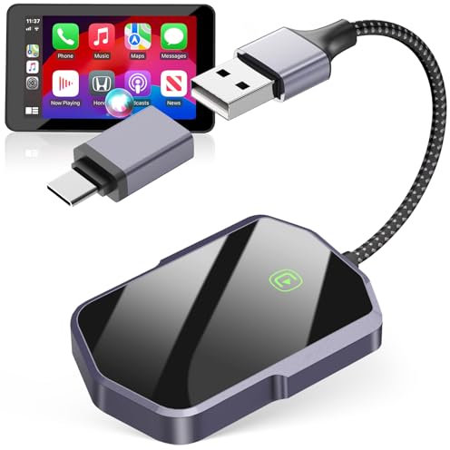 Apple Car Play Wireless Adapter - Bluetooth CarPlay Dongle Auto Converts Wired to Wireless Fast Fit for Cars with Built-in Wired CarPlay and iPhone 6+ iOS 10+