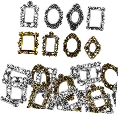 Beatifufu Picture Frame Nail Art Baroque Photo Frame for Nails 40pcs Metal Decoration