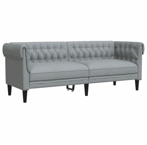 QJBSAVVA Campingsofa Big Sofa Schlafsofa Outdoor Sofa - Chesterfield-Sofa 3-Sitzer Hellgrau Stoff für Ausstellungshalle Ruheraum Wohnzimmer Büro