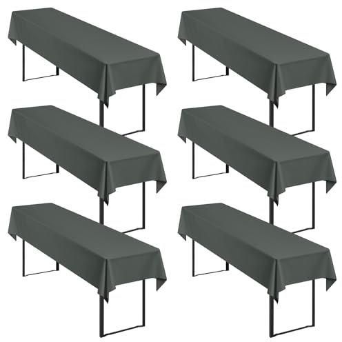 6 Stück Anthrazit Biertisch Tischdecke universal für 50cm u.70cm Biertische Hussen für Biertisch, Blickdichte Polyester Biertischhussen Biertisch-Husse Rechteckige Tischdecken Waschbar-250x100cm