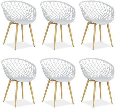 Homestyle4u 2820, Gartenstühle 6er Set Kunststoffstühle Grau Küchenstühle Balkonstühle Wetterfest Terrassenstühle Bequem