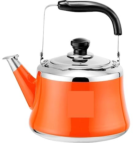 NESPIQ Teapot Whistle Stovetop Kettle Stainless Steel Stove Top Whistling Kettle Tea Pot Ergonomic Handle Induction Cooker Gas Stove Universal Whistling Teapot Tea Kettle(Orange,2L)