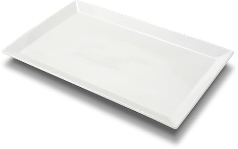 MIECOO Große Servierplatte, 47 x 29,2 cm, weißes Serviertablett, rechteckiger Porzellanteller für Party, Hochzeit, Geburtstag, Unterhaltung, Lebensmittel, Vorspeise, Obst, Sushi, Dessert