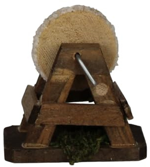 ZICOM Krippenzubehör Schleifstein 4,5x3x5cm Holz – Detaillierter Miniatur-Schleifstein für Krippen