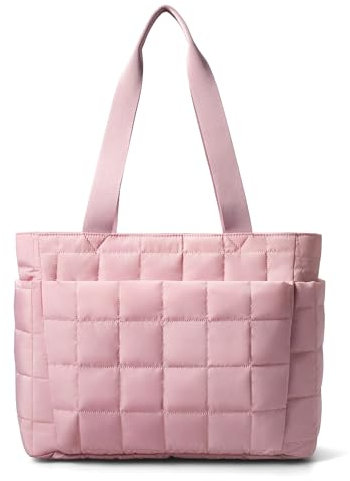 befen Puffer Handtasche Damen Groß Shopper Tasche Tragbare 15.6 Laptop Tote Bag Sporttasche Reisetasche Mit Reißverschluss Trolley-Abdeckung für Arbeit, Reisen, Fitness (Rosa)