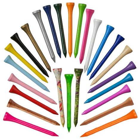 TH Golf 70mm 2 3/4 Mixed Colour Bamboo Golf Tees Tee Pegs Biodegradable Pack of 100