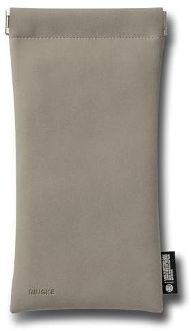 Ringke Pouch [One Touch] Einfaches Öffnen/Schließen PU-Leder Kleine Schlanke Beutel mit Sicherem Verschluss für AirPods/Galaxy Buds, Ohrhörer, Kabel, Powerbanks, Make-up, Karten, usw. - Stone Gray