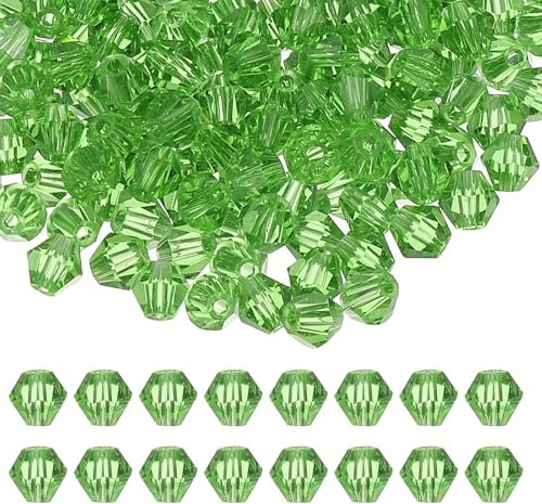 PATIKIL 4mm Bicone Crystal Beads, 400 Pcs Glass Faceted Bicone Beads Loose Spacer Bead for Jewelry Making Bracelet Necklace Earrings Wind Chimes Craft, Grass Green