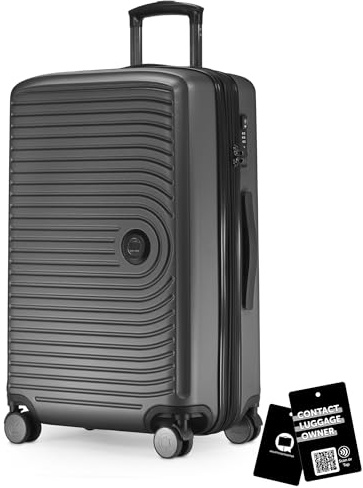 Hauptstadtkoffer Mitte Koffer 68 cm 74-88 Lmit Anhänger, Graphite | ABS-Hartschale · TSA · XL Erweiterung · 4 Rollen · Austauschbare Ersatzteile · Urlaub · 1-2 Wochen · Digitaler Kofferanhänger