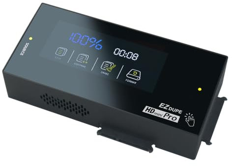 EZ DUPE 1 to 3 HDD SSD Duplicator - Standalone Hard Disk Drive 2.5 & 3.5 SATA Copier - User-friendly Touch Screen Cloner and Eraser (HDmini Pro Touch)