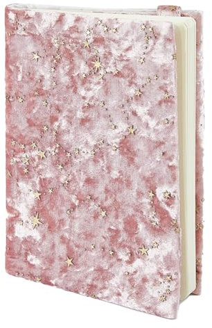 SUPERFINDINGS Protège Livre A5 Copertina del Libro in Velluto Rosa Protège Livre Étoile Et Lune Protettore del libroRettangolare con MotivoStellato per La Protezione di Un Carnet De Notes O di