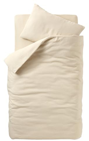 VERTBAUDET Baby-Bettwäsche, Bettbezug und Kissenbezug, Vanille, 80 x 120 cm, 40 x 60 cm