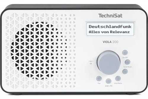 TechniSat Viola 200 - tragbares DAB+/UKW-Radio (mit LCD-Display, Teleskopantenne, Favoritenspeicher, Kopfhöreranschluss, Netz- & Batteriebetrieb, Mono-Lautsprecher, RDS, PLL) weiß/schwarz