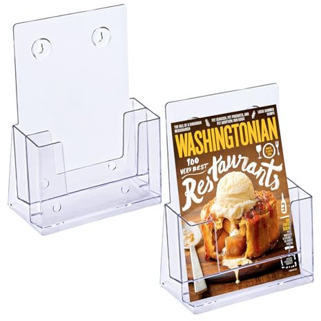 MHYMX Flyerständer, 2 Stück Prospekthalter Tisch Acryl Flyer Aufsteller A5 Prospektständer Wand Transparenter Doppelschicht Flyer Ständer für Büro Rezeption