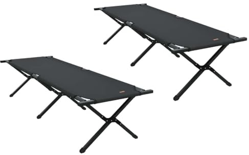 vidaXL Faltbare Sonnenliegen im 2er Set, Schwarz, 600D Oxfordstoff, praktisch für Camping und Strand, Faltkomfort für Abenteuer, minimalistisches Design für den Balkon