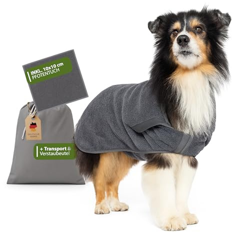 Kamboh® - Premium Hundebademantel inkl. Pfoten-Handtuch 100% Frottee-Baumwolle (Gr. XXS kleine Hunde 3-5kg) - Bademantel & Hundemantel (extra saugfähig) - Hunde-Handtuch & Badetuch verstellbar