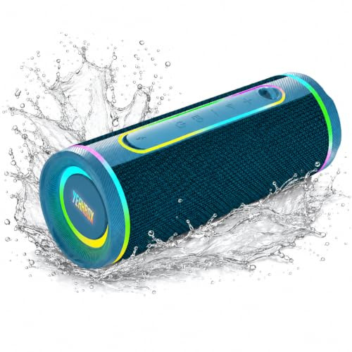 YEAHBOX X-Boom Go Portable Bluetooth Speaker, 40W Max HiFi Sound, Deep Bass with Dome Tweeter & Racetrack Driver, Bluetooth 5.4, TWS Stereo Pairing, IP67 Waterproof, RGB Lights, AUX & Micro SD (Blue) | 40W Hi-Fi sound with dome tweeter, track bass driver, IP67 waterproofing, RGB lights and TWS pairing.