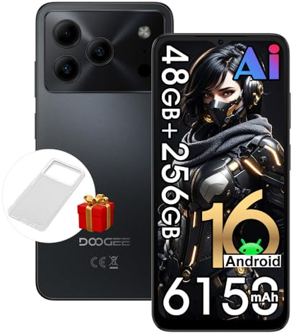 DOOGEE Note 56 Plus 4G Mobile Phones 2025 Android 16,UNISOC T7225,6.56 HD+90Hz,48GB+256GB/2TB Smartphone,6150mAh,50MP+8MP,Dual SIM Free Unlocked Mobile Phones,Widevine L1/NFC/OTG/Face ID (Black)