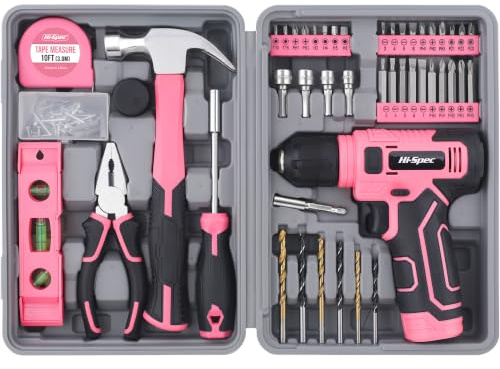 Hi-Spec Trapano Avvitatore 8V USB, Kit per Riparazioni, Rosa