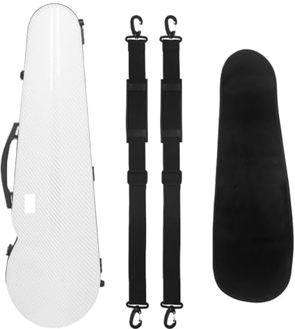 Custodia for violino 4/4 in fibra di carbonio, zaino leggero con doppia tracolla e igrometro, parti for Custodia violino(White 4-4)