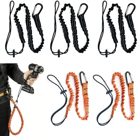 5 Pack Tool Lanyards with Spring Carabiner and Adjustable Loop, 90-130cm Stretch Length, Tether Tools Suitable for workshops, construction sites, homes, and outdoor operations