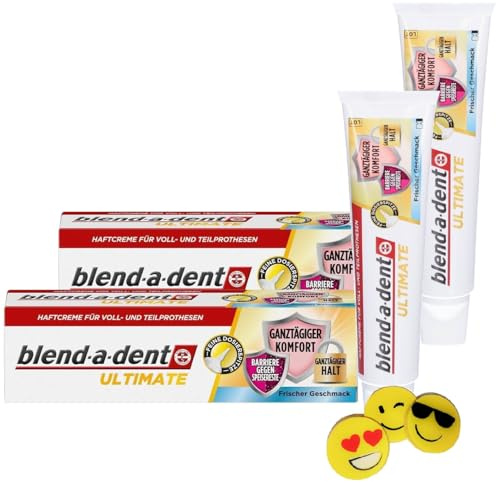 2er Bundle für Blend-a-Dent ULTIMATE Haftcreme - FRISCHER GESCHMACK - 2 Tuben, je 40g - ehemals PROFESSIONAL - für Teil-Prothesen und Vollprothesen +1 Radierer von ManyMore als Zugabe