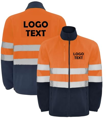 Warnschutz Fleecejacke personalisiert mit Logo, Text - Gelb/Orange | Reflektierend, Arbeitsjacke Selber Gestalten, Warnschutzjacke Fleece für Rettungsdienst, Handwerk, Bau & Logistik