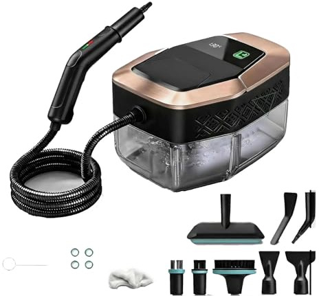 MCYVZMVOQ Nettoyeur À Vapeur 1500W, Steamer Pressurisé À 3 Niveaux Réglables, Montée en Température en 10S, Portable, Réservoir De 1800ML pour Maison, Voiture, Carrelage Et Joints,d'or