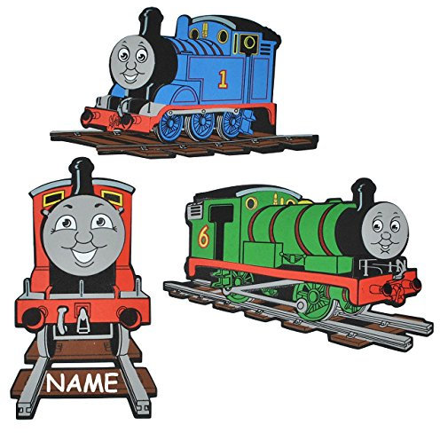 alles-meine.de GmbH 3 TLG. Set: 3-D Wandbild/Wandtattoo/Türschild - Thomas die Lokomotive incl. Namen - aus Moosgummi - Eisenbahn Lok Wandsticker Wanddeko für Kinderzimmer Ki..
