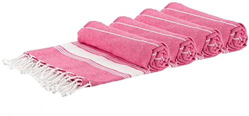Nicola Spring Turkish Cotton Bath Towels - 170 x 90cm - Pink - Pack of 4 - Lightweight & Absorbent Large Adults Drying Beach Towel Bathroom Gym Cloth Sauna Hammam Shower Sheet
