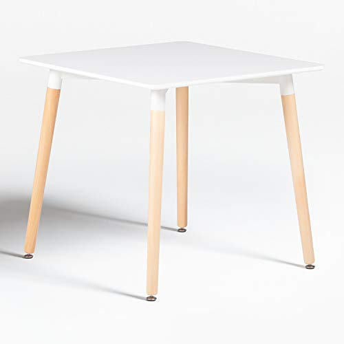 SKLUM Quadratischer Esstisch aus Buchenholz und MDF (80x80 cm) Royal Weiss