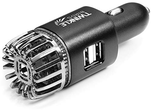 Car Air Purifier Ionizer - 12V Plug-in Ionic Anti-Microbial Car Deodorizer with Dual USB Charger - Smoke Smell, Pet and Food Odors, Allergens, Viruses Eliminator (Matte Black)