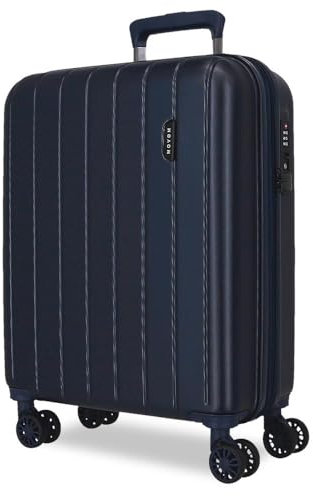 Movom Wood Maleta de cabina Azul 40x55x20 cms Rígida ABS Cierre TSA 38L 3,2Kgs 4 Ruedas dobles Extensible Equipaje de Mano