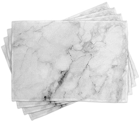 ABAKUHAUS Marbre Lot de Sets de Table en 4 pièces, Lignes concassé, Tissu Lavable pour Salle à Manger et Cuisine, 30 cm x 45 cm, Gris poussière Blanche