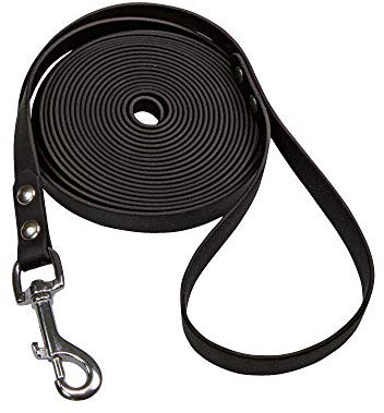 Schecker Biothane Schleppleine 5 m / 9 mm Schwarz Fährtenleine Mantrailing Übungsleine Hundeleine mit Handschlaufe