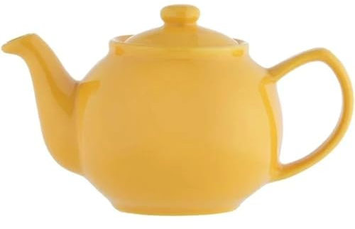 Price & Kensington Théière anglaise pour 2 tasses, en faïence de qualité supérieure, en jaune moutarde brillant, passe au micro-ondes et au lave-vaisselle, théière vintage