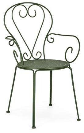 Bizzotto Gartenstuhl aus Metall, Gestell aus Stahl für Außenmöbel, stapelbar Etienne (Grün)
