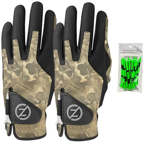 Zero Friction Herren Kompressions-Passform Synthetisch Linke Hand Universal-Passform Golfhandschuh 2 Packung, Einheitsgröße, Feld-Camo