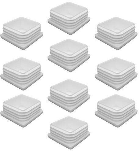 Enkotrade 10 Stück Lamellenstopfen Weiß für Vierkantrohre, 20x20 mm, Rohrabdeckung aus hochwertigem Polyethylen Kunststoff, Stopfen, Endstopfen, Kappen, Gleiter | Rohrstopfen Quadratisch
