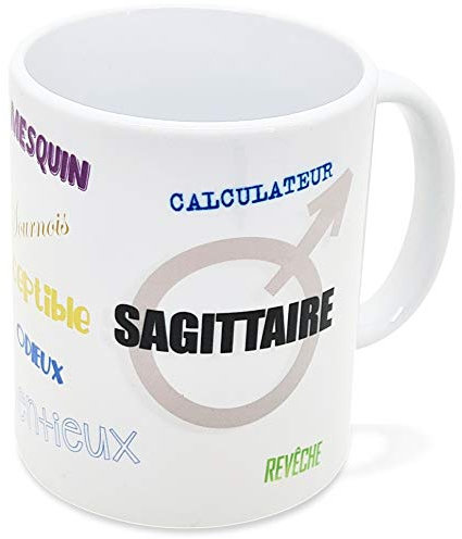 Mug Humour Signe Astrologique Sagittaire Homme Tasse Message Zodiaque Drôle. Idée Cadeau Original Amis Collègue Amoureux Couple Frère Soeur Anniversaire Noël. Le Sourire dès le Réveil