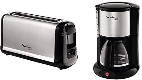 MOULINEX Subito inox Grille pain 1 longue fente toaster Thermostat 7 positions Décongelation & MOULINEX Cafetières filtre SUBITO inox 10/15 Tasses Machine à café cafetière électrique Cafetière 1.25L