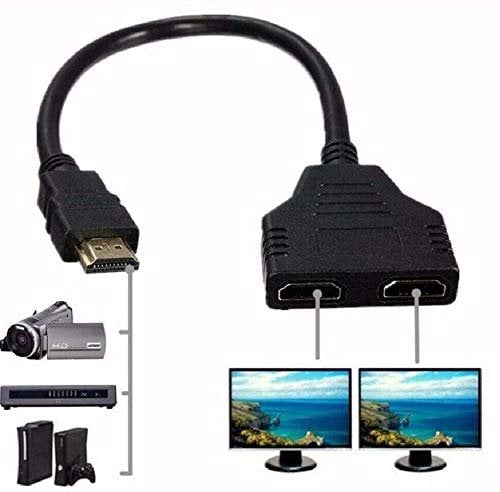 Fpjlokf Câble HDMI Splitter 1080P HDMI mâle à double HDMI femelle 1 à 2 voies HDMI Splitter câble adaptateur pour HDTV