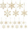 LEMESO 24 pz Decorazioni Albero Natale Bianche e Oro Fiocchi di Neve Pendenti Natale Ciondoli Legno Addobbi Natale Decorazioni Casa per Confezioni Natale Regali Cordoncini Negozi Scuola Party